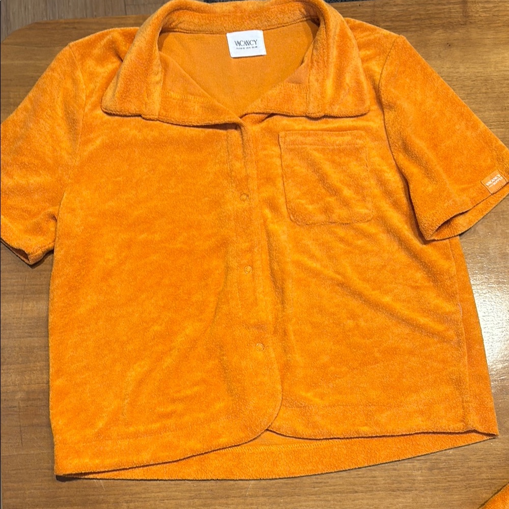 Orange Plush Short Sleeve Top & Shorts Set - Picture 3 of 5
